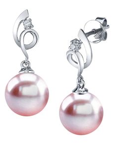 These beautiful earrings would make a beautiful match with our matching symphony pendant. These gorgeous 14K gold pearl earrings have beautiful 9mm AAAA quality pink freshwater pearls with a 'Very High' grade luster! Two beautiful diamonds adorn these romantic pearl earrings which exhibit all the beauty of pearls without traveling the distance! Elegant Pink Pearl Earrings For Formal Occasions, Classic Pink Drop Earrings, Elegant Pink Pearl Earrings In Sterling Silver, Elegant Pink Sterling Silver Pearl Earrings, Classic Pink Akoya Pearl Jewelry, Pink Pearl Earrings For Formal Occasions, Classic Pink Dangle Earrings, Classic Pink Dangle Jewelry, Formal Pink Pearl Earrings