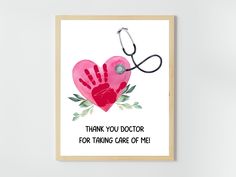 a card that says thank you doctor for taking care of me with a stethoscope