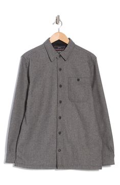 A herringbone pattern covers this button-up shirt jacket cut in a loose-fitting silhouette to enhance a relaxed, weekend-ready look. 30" length (size Medium) Front button closure Spread collar Long sleeves 60% cotton, 40% polyester Machine wash, tumble dry Imported Winter Workwear Button-up Shirt, Classic Winter Shirt For Everyday, Fall Unstructured Button-up Shirt, Unstructured Long Sleeve Winter Shacket, Classic Fall Shirt With Buttoned Pockets, Classic Long Sleeve Shacket With Snap Buttons, Casual Winter Shacket With Welt Pockets, Casual Winter Shacket With Spread Collar, Everyday Long Sleeve Shacket With Welt Pockets