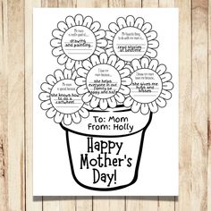 a mothers day card with flowers in a pot