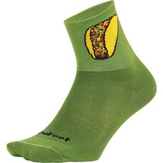 a pair of green socks with corn on it