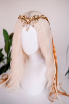 Gold Elven Crown, Birthday Headband, Birthday Crown, Wedding Crown, Gold Crown, Gifts for Her, Birthday Gift, Bridal Crown, Pisces Crown - Etsy Gold Forehead Crown, Gold Sun Crown, Black Crown Aesthetic, Types Of Crowns, Angelic Crown, Fantasy Headpieces, Autumn Crown, Jay Core, Angel Crown