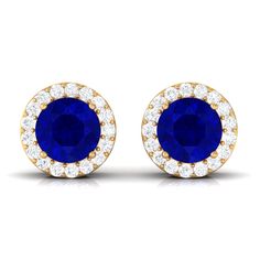 Product Details Take your style to new heights with these elegant Halo Earrings. These Stud Earrings showcase a breathtaking Round Shape Created Blue Sapphire at the center, encircled by a dazzling halo of Brilliant cut Diamond. The secure screw backs ensure comfort for all-day wear. Product Information SKU SHP-EARRINGS082210129 Length 8.5 mm Width 8.5 mm Height 5.6 mm Weight 1.52 gm (Approximate) LAB CREATED BLUE SAPPHIRE INFORMATION No.of Stones 2 Pieces Total Weight 2.10 Carat (Approximate) D Halo Stud Earrings, Halo Earrings, Halo Earrings Studs, Brilliant Cut Diamond, Round Shape, Prong Setting, Blue Sapphire, Diamond Cuts, Halo