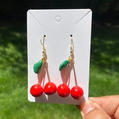 Cherry Earrings Dangle Cherry Lover Gift Cute Cherry Earrings for the Summer Hanmdade Hypoallergenic Cherry Earrings - Etsy Xo Earrings, Cherry Earrings, Gift Cute, Earrings Etsy, Earrings Dangle, Gift For Lover, Favorite Jewelry, Jewelry Earrings Dangle, Etsy Earrings