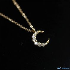 OrcaJump - Elegant Crescent Moon Necklace with A Shimmering Finish Fairy Light Lantern, Moon Necklace Gold, Moon Jewellery, Moon Accessories, Space Necklace, Necklace Drawing, Moon Necklaces, Nose Ring Jewelry, Moon Fairy