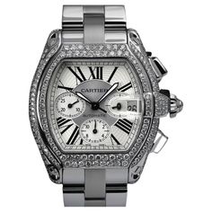 Cartier Roadster, Modern Watches, Roman Numeral, 3 O Clock, 60 Seconds, Diamond Watch, Roman Numerals, Modern Jewelry, Silver Watch