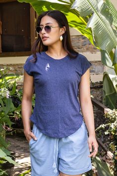 🫐 Our new everyday basic tee is made using the softest organic heather fabric 🩵 The slightly curved hemline and capped sleeves mean it's a super flattering top as well, and comfortable goes without saying. Online in 4 lush shades 🫐🥝🍑🥥 Block Colour, Kathmandu Nepal, Flattering Tops