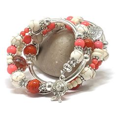 Gemstone Bracelet, Gifts Under 30, Pink Coral Bracelet, Memory Wire Bracelet Southwestern Natural Stones Beaded Bracelet Gift, Adjustable Coral Bracelets With Round Beads, Nickel Free White Beaded Bracelets, Southwestern Hand Wrapped Wrap Bracelet Gift, Southwestern Hand-wrapped Wrap Bracelet For Gift, Adjustable Coral Bracelets As A Gift, Southwestern Style Hand Wrapped Wrap Bracelet Gift, Adjustable Coral Stretch Bracelet As Gift, Bohemian Round Wrap Bracelet As Gift