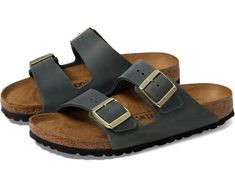 Women's Birkenstock Arizona - Oiled Leather | Zappos.com Casual Slip-on Slides With Tang Buckle, Casual Tang Buckle Slip-on Slides, Casual Leather Slides With Tang Buckle, Casual Adjustable Double Strap Footbed Sandals, Classic Beach Slides With Buckle Closure, Classic Slides With Buckle Closure, Outdoor Double Strap Sandals With Leather Footbed, Classic Footbed Sandals With Tang Buckle And Round Toe, Outdoor Double Strap Leather Sandals