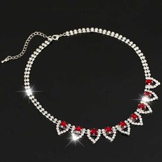 red statement necklace choker collar women Luxury Red Dazzling Necklace, Pentagon Design, Red Crystal Necklace, Old Dress, Attention Grabber, Old Dresses, Red Necklace, White Crystals, Crystal Design