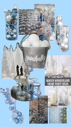 a collage of winter wonderland themed items