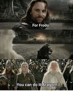 an image of the lord and his friends in game of thrones with caption for frodo you can do it dragon