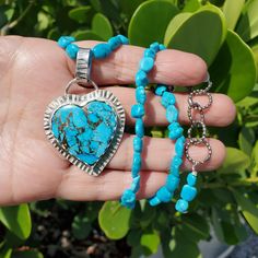 Blue Turquoise Necklace With Polished Beads As Gift, Blue Jewelry With Heart Charm And Round Beads, Turquoise Necklace With Polished Beads As Gift, Gift Turquoise Necklace With Polished Beads, Gift-ready Polished Turquoise Bead Necklace, Turquoise Heart Necklace With Heart Beads, Blue Beaded Heart Pendant Jewelry, Bohemian Heart-shaped Turquoise Necklace With Heart Beads, Spiritual Blue Jewelry With Heart Charm