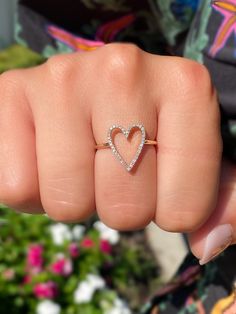 14K Solid Gold .11 CTW Natural Diamonds Size: 7 Open Heart Ring, Demi Fine Jewelry, Open Heart, Diamond Sizes, Diamond Heart, Cleaning Jewelry, Chains Jewelry, Free Giveaway, Natural Diamonds