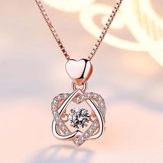 Beautifully crafted with diamonds, this necklace comes in a rose jewelry box, making it the perfect gift for moms and girlfriends. Heart Stone Necklace, Heart Locket Necklace, Necklace For Girlfriend, Gold Box, Rose Jewelry, Flower Pendant Necklace, Travel Souvenirs, Double Heart, Heart Locket