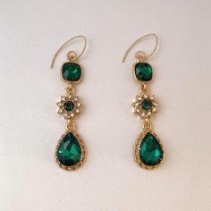 Elegant Green Crystal Long Dangle Drop Earrings for Women - Etsy May Birthstone Crystal Dangle Earrings For Party, Elegant Green Crystal Earrings For Pierced Ears, Green Crystal Earrings For Pierced Ears, Elegant Green Crystal Dangle Earrings, Glamorous Green Teardrop Jewelry, Elegant Party Earrings With Emerald, Elegant Emerald Earrings For Party, Green Crystal Teardrop Earrings, Green Teardrop Crystal Earrings