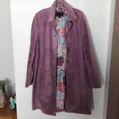 Beautiful Suade Lavender Trenchcoat Bought At Nordstrom Lining Is A Pretty Floral Pattern By Bernardo Size Xl Couple Tiny Pen Marks Hard To Notice As Shown Otherwise In Great Condition! Trench Coats, Trench Coat, Floral Pattern, Lavender, Jackets & Coats, Jackets For Women, Conditioner, Nordstrom, Pen