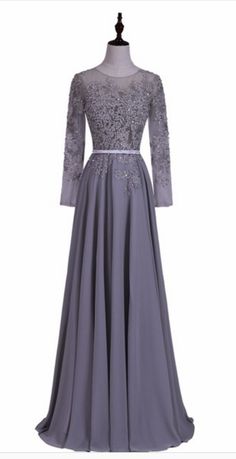 Silk night long grey O- - to - fashion dress formally Appliques pearl open burning wedding gown evening long sleeves party L dress Gray Wedding Dresses For Prom Season, Gray Evening Dress For Prom Season Banquet, Elegant Gray Gown For Banquet, Gray Evening Dress For Banquet And Prom Season, Gray Evening Dress With Sweep Train For Wedding, Elegant Gray Evening Dress For Prom, Gray Long Sleeve Evening Dress For Party, Elegant Gray Evening Dress For Mother Of The Bride, Long Sleeve Wedding Gown For Gala