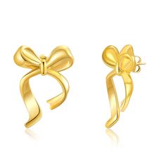 PRICES MAY VARY. Excellent Quality: these gold bow earrings are pretty and well made, with a sturdy construction. They are plated in gold and made of stainless steel, hypoallergenic, making them an excellent choice for those even with sensitive ears as they are lead-free and nickel free Gold Bow Earrings for Women: the gold design and ribbon bow shape, creates a classic yet trend driven accessory that transcends seasons. The stylish of these Gold Bow Earrings follows current fashion trends, maki Yellow Gold Bow Earrings For Wedding, Ribbon Earrings, Earrings Trendy, Current Fashion, Bow Jewelry, Make Her Smile, Gold Ribbon, Bow Earrings, Gold Ribbons