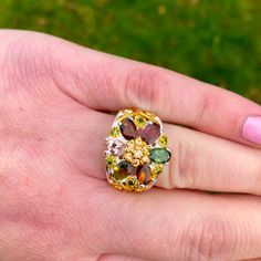 Lovely Ring, With A 70s Color Scheme. Handmade And Unique. Please See All Photos And Ask Any Questions. Tourmaline With Cz 925 Silver And Gold Plating 7.6 Grams Related: Engagement Ring Diamond 10k 14k 18k Filled Platinum Necklace Bracelet Vermeil Cut Carat Floral Flower Fine Dainty Vintage Jewelry Cut Carat Anniversary Wedding Opal Emerald Ruby Onyx Bridal Antique Pink Rose Sapphire Citrine Quartz Druzy 925 Silver Plated Amethyst Stone Retro Y2k Malachite Labradorite Moonstone Alexandrite Gift Multi-stone Citrine Gemstone Ring, Multi-stone Citrine Gemstones, Multicolor Citrine Gemstone Jewelry, Multi-stone Citrine Topaz Ring, Multi-stone Citrine Ring, Orange Multi-stone Ring Jewelry, Citrine Stone Ring Jewelry, Orange Multi-stone Ring, Multicolor Jeweled Rings For Anniversary