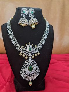 #south Indian jewelry set#bridal jewelry set#gold polished #adstones diamond jewelry #trending jewelry set with earrings Gold Diamond Bridal Necklace With Matching Earrings, Anniversary Diamond Gemstone Jewelry Sets, Diamond Jewelry Sets With Stone Work, Traditional Jewelry With Stone Work In Cubic Zirconia, Elegant Diamond White Jewelry With Stone Work, Traditional Jewelry With Cubic Zirconia Stone Work, Dazzling Jewelry Sets With Diamond Accents For Festive, Traditional Cubic Zirconia Jewelry In Diamond White, Diamond Necklace With Matching Earrings For Anniversary