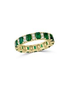 Bloomingdale's Emerald & Diamond Ring in 14K Yellow Gold - 100% Exclusive Cheap Emerald Rings, Levian Emerald Ring, Diamond Ring Emerald Accent, Emerald Engagment Ring With Gold Band, Green Ring Emerald, Emerald Wedding Rings Brilliant Earth, Emersld Rings, Diamond Band Ring Emerald, Emerald Engagement Ring Gold With Band