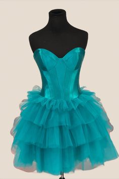 Teal Green Ruffle Short Homecoming Dress Fitted Bodice Sweetheart Neckline Dress For Debutante Ball, Fitted Mini Dress With Sweetheart Neckline And Tulle Skirt, Pleated Overbust Corset Dress For Prom, Organza Corset Dress For Prom Season And Debutante Ball, Organza Corset Dress For Debutante Ball And Prom, Organza Corset Dress For Debutante Ball During Prom Season, Debutante Ball Dress With Pleated Fitted Bodice, Formal Dress With Sweetheart Neckline And Boning, Formal Dress With Boning And Sweetheart Neckline