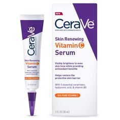 Pack of 1 : - CeraVe Vitamin C Serum with Hyaluronic Acid | Skin Brightening Serum for Face with 10% Pure Vitamin C | Fragrance Free | 1 Fl. Oz About this item [ ANTIOXIDANT BENEFITS ] Formulated with 10 percent l-ascorbic acid, the purest form of vitamin C, to help brighten the complexion and promote more even skin tone. Protective packaging helps prevent oxidation and maintain product performance. [ HYDRATING SERUM ] Formulated with Hyaluronic Acid to help improve skin tone, texture, and hydration for a healthy looking, radiant complexion. [ LIGHTWEIGHT TEXTURE ] This serum for face has a gel texture with a non-greasy feel. If layering with an eye cream or facial moisturizer, apply CeraVe Vitamin C Serum in a thin layer and allow to fully absorb into skin before applying additional produ Cerave Vitamin C Serum, Best Vitamin C Serum, Vitamin C Face Serum, Best Vitamin C, Ole Henriksen, Retinol Serum, Best Skincare Products, Hydrating Serum, After Life