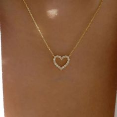 New Pretty!! Heart Necklace With Tiny Cz's In Gold. Necklace Has An Extension On The Clasp. Perfect For Yourself Or As A Gift. Very Shiny And Brilliant. Very Unique And Different. Suitable For Most Ages. Suitable For All Occasions. Perfect For Valentine's Day Or Sweetest Day. Nwt Simple Gold Heart Necklace, Heart-shaped Rhinestone Necklace As Gift, Heart-shaped Rhinestone Necklace For Gift, Cute Dainty Necklaces, Valentine's Day Anniversary Rhinestone Necklace, Cute Gold Necklaces, Cute Simple Necklaces, Cute Heart Necklaces, Gold Heart Jewelry