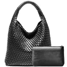 PRICES MAY VARY. Included Clutch: Woven tote bag for women is a versatile and chic accessory! The clutch is included so that you are more organized to carry your daily items. Material: Woven purse hand-woven from leather by skilled artisans in a vintage style with a touch of elegance to brighten up any outfit. Structure: Woven purse designed with magnetic closure, high capacity allow you to hold a variety of items such as laptop, cell phone, cosmetics and more.Size: 13.8"*5.5"*12.2" Multiple Occ Luxury Zara Rectangular Shoulder Bag, Cheap Black Rectangular Flap Bag, Large Capacity Rectangular Hobo Bag For Evening, Evening Hobo Bag With Large Capacity, Leather Bag For Women, Pattern Elements, Woven Purse, Woven Handbags, Timeless Wardrobe Staples