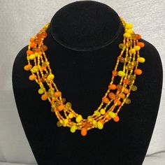 Nwt Beaded Necklace & Earring Set. Great Colors For Fall Or Summer. Five Strands Of Beads In Necklace And Double Strand In Pierced Earrings. Comes From Smoke Free/Pet Free Home. Yellow Bohemian Beaded Necklaces For Party, Yellow Necklaces With Dangling Beads For Gift, Yellow Beaded Chain Jewelry For Party, Yellow Beaded Chain Necklace For Party, Gift Yellow Necklaces With Dangling Beads, Yellow Jewelry With Dangling Beads For Party, Yellow Costume Jewelry Beaded Necklace For Gift, Amber Beaded Necklaces With Colorful Beads, Yellow Beaded Necklaces For Jewelry Making