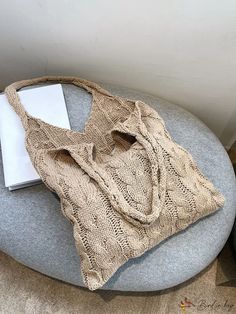 BirdinBag - Sleek Crochet Handbag Casual Beige Rectangular Crochet Bag, Trendy Knitted Bags For Daily Use, Trendy Knitted Beach Bag, Casual Beige Crochet Satchel Bag, Casual Knitted Shopping Bags, Casual Beige Handheld Crochet Bag, Trendy Beige Crochet Satchel Bag, Trendy Knitted Tote Bag, Casual Beige Crochet Tote Bag