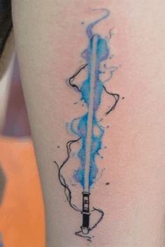 Wand And Lightsaber Tattoo, Star Wars Watercolor Tattoo, Nerdy Matching Tattoos, Small Star Wars Tattoo, Nerd Tattoo Ideas, Lightsaber Aesthetic, Pride Tattoo Ideas