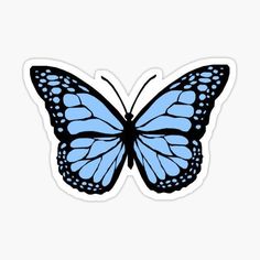 a blue butterfly with black spots on it's wings and wings spread out to the side