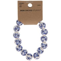 Bring a subtle accent to your outfit with this Blue & White Floral Stretchy Bracelet. This bracelet is made of beads threaded along a stretchable band. Each bead has a classic floral pattern of small stems, leaves, and flowers. Match this understated yet cute bracelet with sundresses, blouses, earrings, and more! Details: 	 Bead Diameter: 12mm 	 Size: One Size Fits Most 	 Material: Plastic 	 Color: Blue & White 	 Quantity: 1 Cute Bracelet, Floral Bracelet, Art Trends, Bracelet Online, Stretchy Bracelets, Cute Bracelets, White Beads, Clay Beads, Hobby Lobby