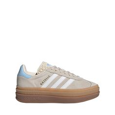 adidas Gazelle Bold Athletic Shoe - Big Kid - Wonder White / Cloud / Sky Adidas High-top Leather Platform Sneakers, High-top Leather Platform Sneakers With Adidas Logo, Cute Shoes New Balance, Aesthetic Adidas Shoes, Adidas Bold Gazelle, Adidas Gazelle Platform, Adidas Bold, Adidas Shoes Gazelle, Cute Middle School Outfits