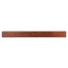 a wooden shelf on a white background