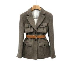 Herringbone Fashion, Tweed Trench Coat, Woolen Suit, 2023 Clothing, Suit Collar, Trench Coat Style, Jacket Suit, Slim Fit Jackets, Coat For Women