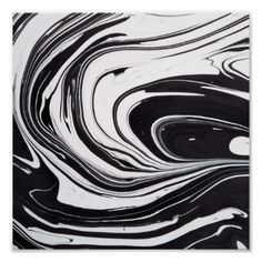 an abstract black and white painting with swirls on the surface poster print for sale