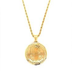 18 Karat Gold Filled Saint Benedict Charm Necklace Charm Measures: 1 inch Material: 18 Karat Gold Filled, Hypoallergenic. Tarnish Resistant. Gold-filled does not de-laminate or peel like Gold plated Jewelry nor does it tarnish as readily as silver. Generally speaking, gold filled is better quality and will have a much longer lasting color than plated jewelry. We recommend keeping abrasive chemicals away from the jewelry for the items to last. Thank you for visiting and supporting our small busin Saint Benedict Medal, Benedict Medal, Figaro Necklace, St Benedict, Saint Benedict, Saints Medals, Protection Bracelet, Christian Jewelry, Necklace Charm