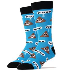 Poop or ice cream? We've settled the debate 💩Details Style: Crew length sock Size: Fits men's U.S. shoe size 8 - 13 Material: 70% Combed Cotton 27% Nylon 3% Spandex Care: Machine wash cold with no bleach and hang to dry Socks For Men, Funny Socks, Combed Cotton, Crew Socks, Socks, For Men, Funny, Blue, Black