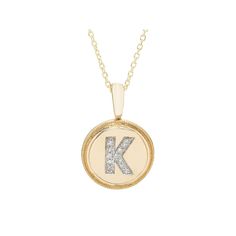 Decorated with a diamond accented letter, this 14k gold signet pendant is a great way to personalize your look. Decorated with a diamond accented letter, this 14k gold signet pendant is a great way to personalize your look.Click on this JEWELRY & WATCHES GUIDE to learn about fit, styles, materials and more! Diameter: 11 mm Chain length: 18 in. Chain type: cable Clasp: lobster-claw Metal: 14k gold Finish: polished Additional details: chain can be closed at 16", 17" and 18" Packaging: boxedDIAMOND Fine Jewelry 14k Gold Diamond Necklace With Initials, Classic Yellow Gold Diamond Necklace With Initials, Classic 14k Gold Initial Pendant Diamond Necklace, Classic 14k Gold Diamond Initial Pendant Necklace, Classic Diamond Initial Necklace For Anniversary, Classic Diamond Nameplate Jewelry, 14k Gold Diamond Initials Necklace For Anniversary, 14k Gold Diamond Necklace With Initials For Anniversary, Yellow Gold Diamond Necklace With Initials For Anniversary