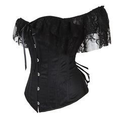 The fitted corset is inspired by the Victorian era when women used to wear dresses that had this kind of top. It features lots of lacy details, front buckles, and interesting cap sleeves. The lace creates a look of little ruffles that make the corset even more beautiful. ?This is a corset that can work well for some unique and elegant event, themed party, masquerade ball, etc.? 
 
Material: Polyester;Lace 
Size: S-2XL 
Sku: CT018 White Wedding Party, White Lace Corset, Vintage Bustier, Fashion Corset, Lace Corset, Punk Goth, Alternative Outfits, Bustier Top, Bustiers