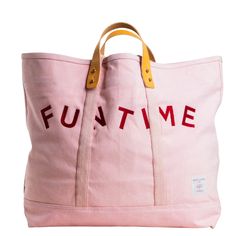 Pink Fun Time Large East West Tote-Becket Hitch Everyday Canvas Beach Bag With Leather Handles, Everyday Beach Bag With Leather Handles And Canvas Material, Canvas Weekender Bag With Canvas Lining For Shopping, Canvas Beach Bag With Handles For Shopping, Canvas Beach Bag With Double Leather Handles, Canvas Beach Bag With Leather Double Handles, Canvas Beach Bag With Leather Handles For Travel, Double Handle Canvas Beach Bag With Leather Handles, Canvas Tote Beach Bag With Leather Handles