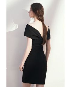 Buy little black fitted cocktail party dress off shoulder with v back high quality at affordable price online. Free shipping and pro custom service since 2009. Hoco Party, Delicate Gown, Dress Off Shoulder, Black Party Dresses, Wrap Jacket, Aesthetic Stuff, Cocktail Party Dress, Formal Party, Style Dresses