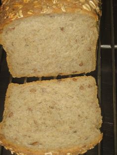 two slices of bread sitting on top of an oven rack