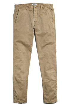 Clean-cut and versatile, these chinos are made from stretch cotton in a signature pigment fade that provides for all-day comfort and sharp style. 32" inseam; 13" leg opening; 11" front rise 98% cotton, 2% spandex Machine wash, tumble dry Imported Casual Chinos In Chino Cotton Twill For Fall, Slim Fit Cotton Chinos With Welt Pockets, Slim Fit Straight Leg Chinos With Five Pockets, Casual Chinos With Straight Fit And Tapered Leg, Stretch Chinos With Tapered Leg And Five Pockets, Cotton Bottoms With Washed Standard Cut Leg, Cotton Bottoms With Standard Cut Leg, Relaxed Fit Chinos In Chino Cotton Twill, Casual Straight Chinos In Chino Cotton Twill