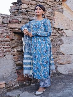 Blue Floral Hand Block Printed Chanderi & Cotton Kurta Set (Set of 3) by Pheeta now available at Trendroots Unstitched Indigo Chanderi Salwar Kameez, Blue Cotton Silk Kurta With Printed Motifs, Blue Mulmul Palazzo Set With Dupatta, Blue Naqshi Straight Kurta Traditional Wear, Block Print Mulmul Lawn Suit For Eid, Blue Chikankari Embroidered Palazzo Set In Cambric, Eid Lawn Suit With Block Print In Mulmul, Semi-stitched Blue Palazzo Set With Printed Motifs, Blue Palazzo Set With Printed Motifs And Straight Kurta