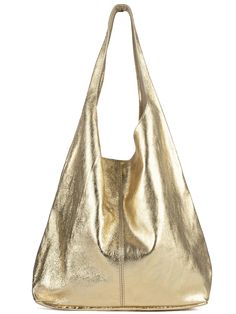 Gold Metallic Leather Hobo Shoulder Bag - Brix + Bailey Bag Details, Leather Frames, Hobo Shoulder Bag, Gold Handbags, Pierced Jewelry, Leather Hobo Bag, Leather Silver, Leather Hobo, Boots For Sale