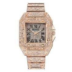 Waterproof Diamond-Studded Stainless Steel Band Fashion Hip-hop Quartz Watch-Watches-Innovato Design-Rose-Innovato Design Black Diamond Watch, Mode Hip Hop, Diamond Watches For Men, Golden Yellow Color, Amazing Watches, Timeless Gifts, Classic Jewelry, Classic Elegant, Square Watch